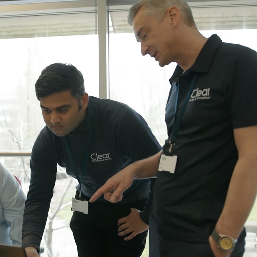 Stuart and Tamoor at Clear offices