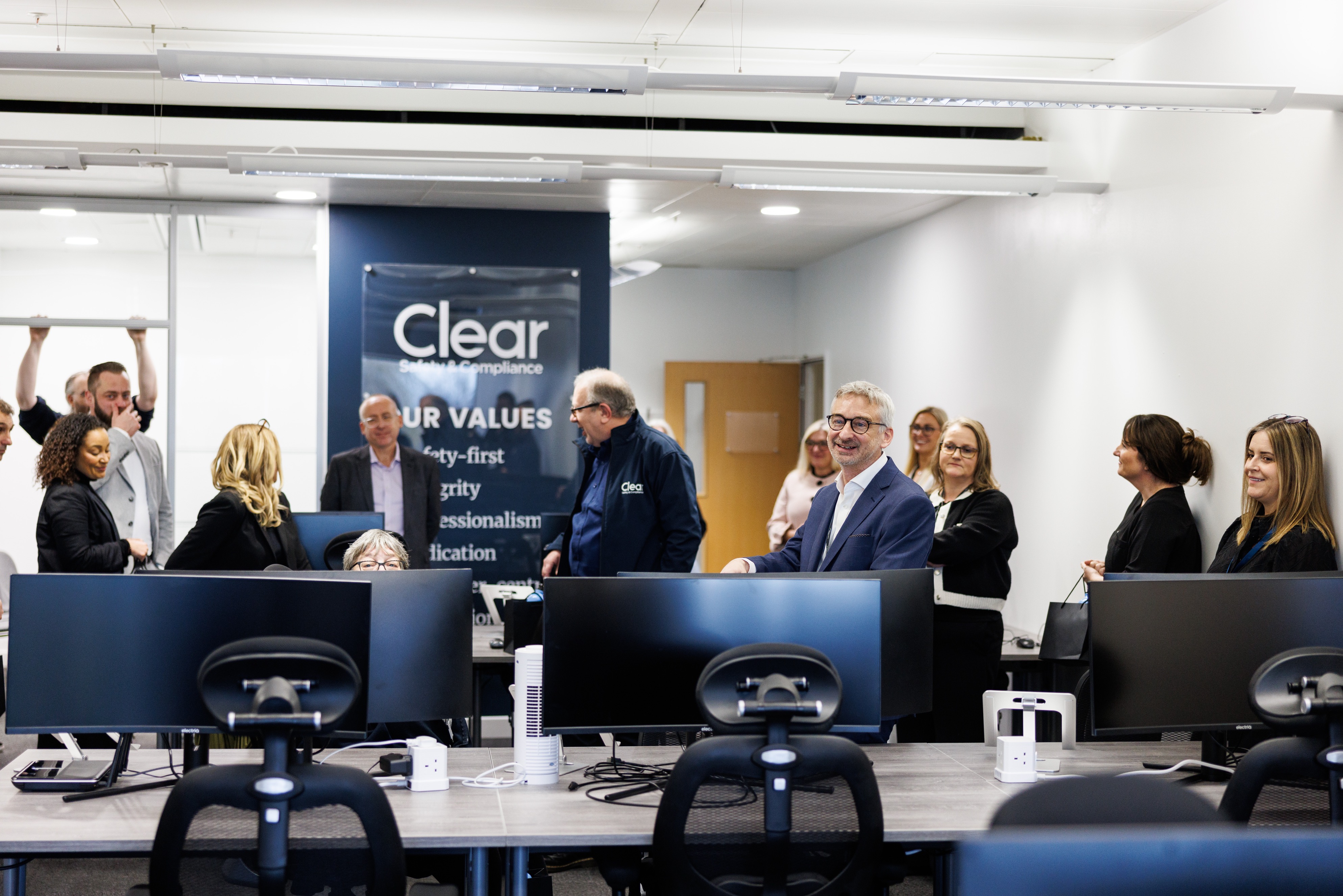 Stuart Letley and members of the Clear Safety team in new office