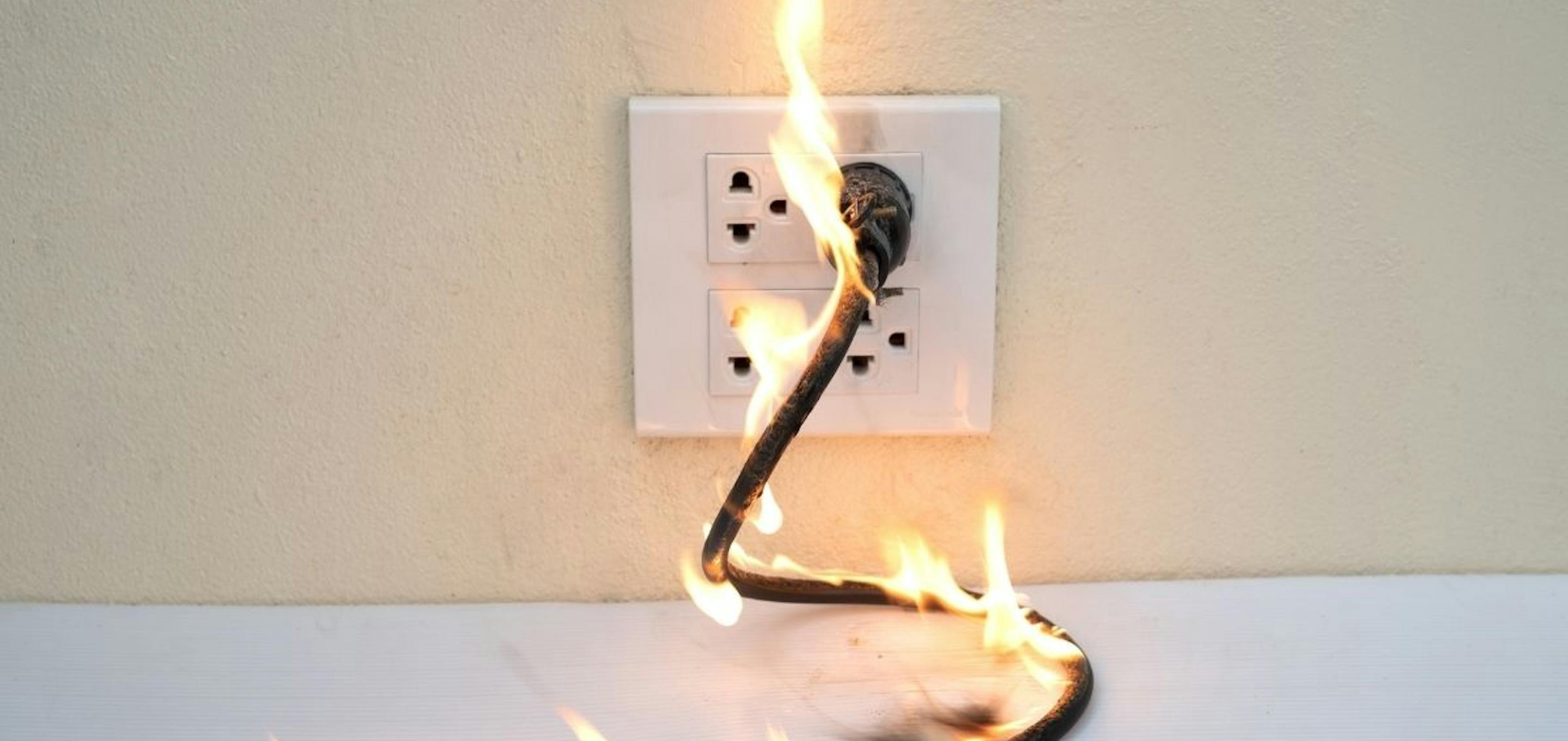 Plug socket on fire