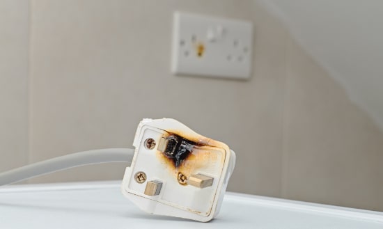 burned electrical plug