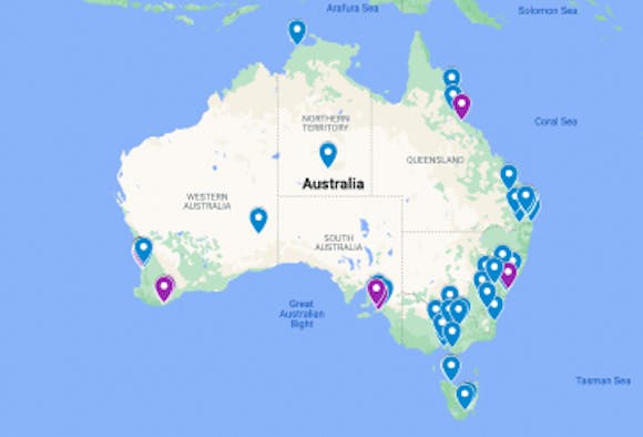 Map of Australia with all the ClimateClever schools