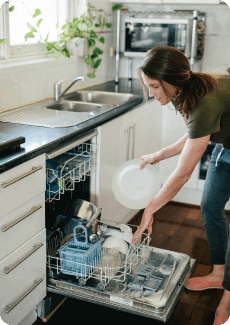 A user doing one action from the home ClimateClever platform using the dishwasher sustainably