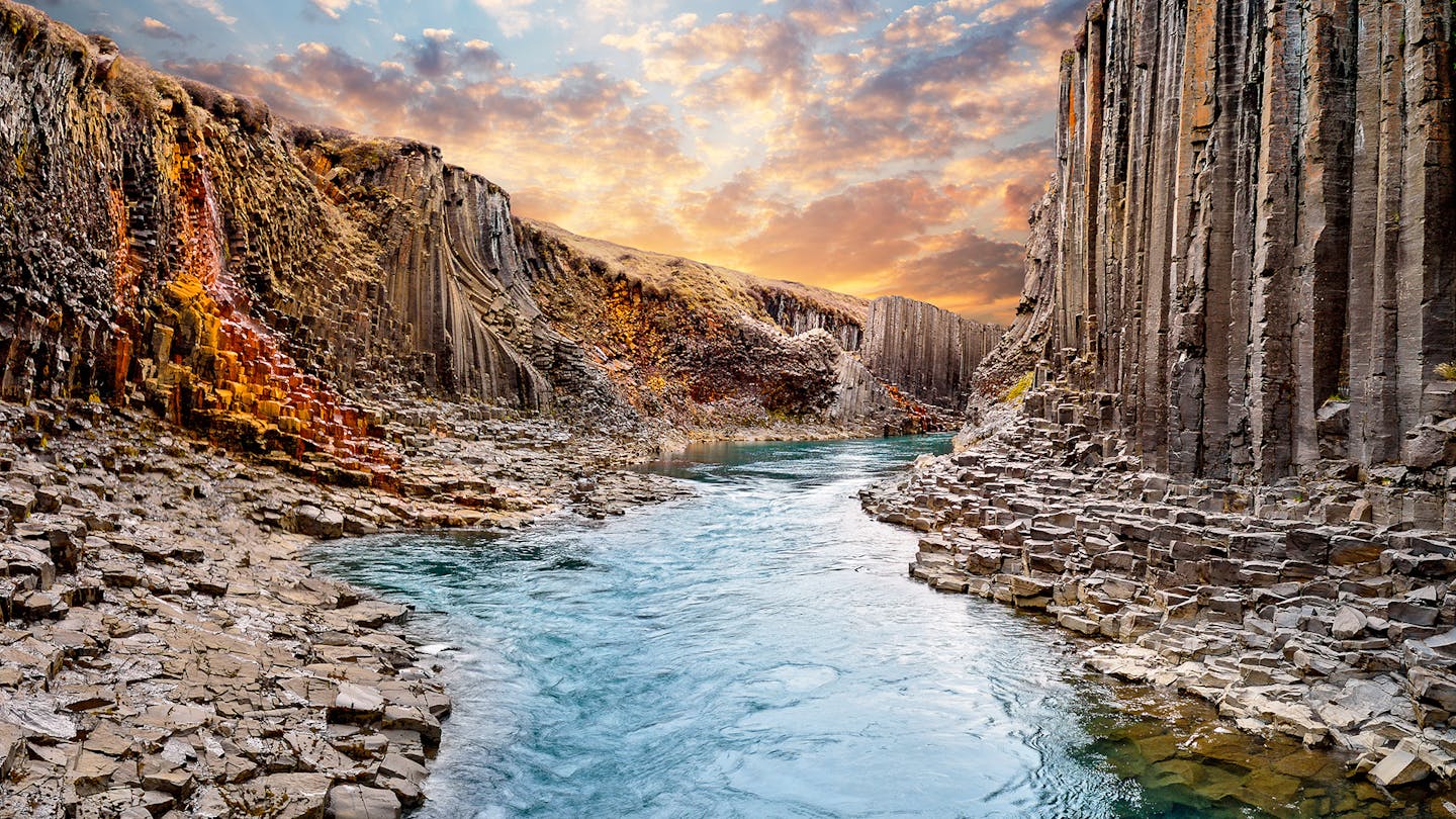 Studlagil basalt canyon Iceland