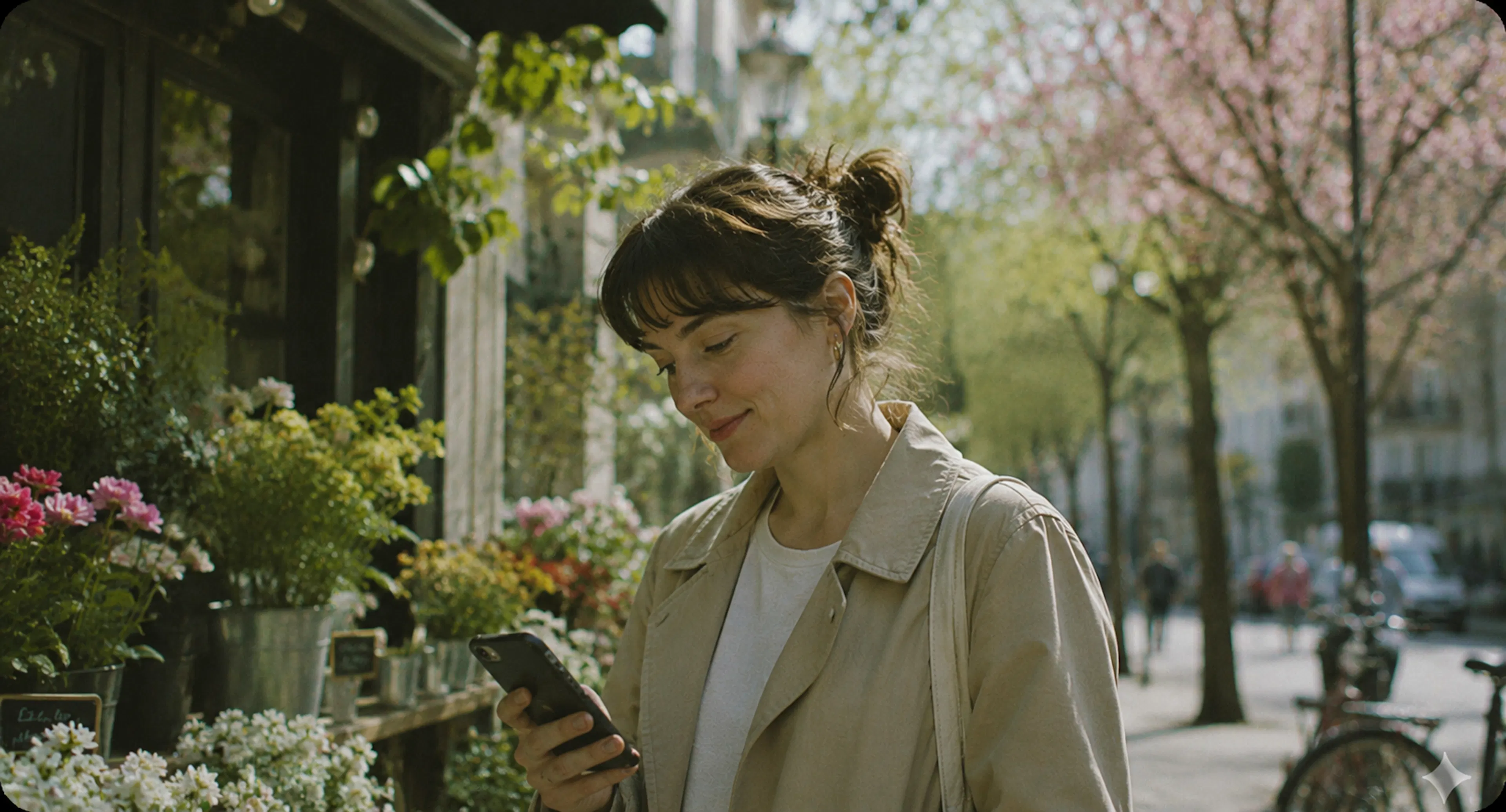 lady looking at phone