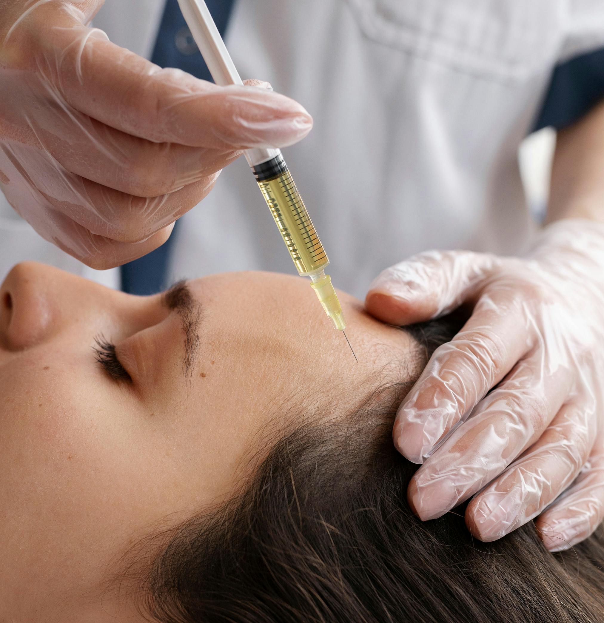 A woman having PRP treatment