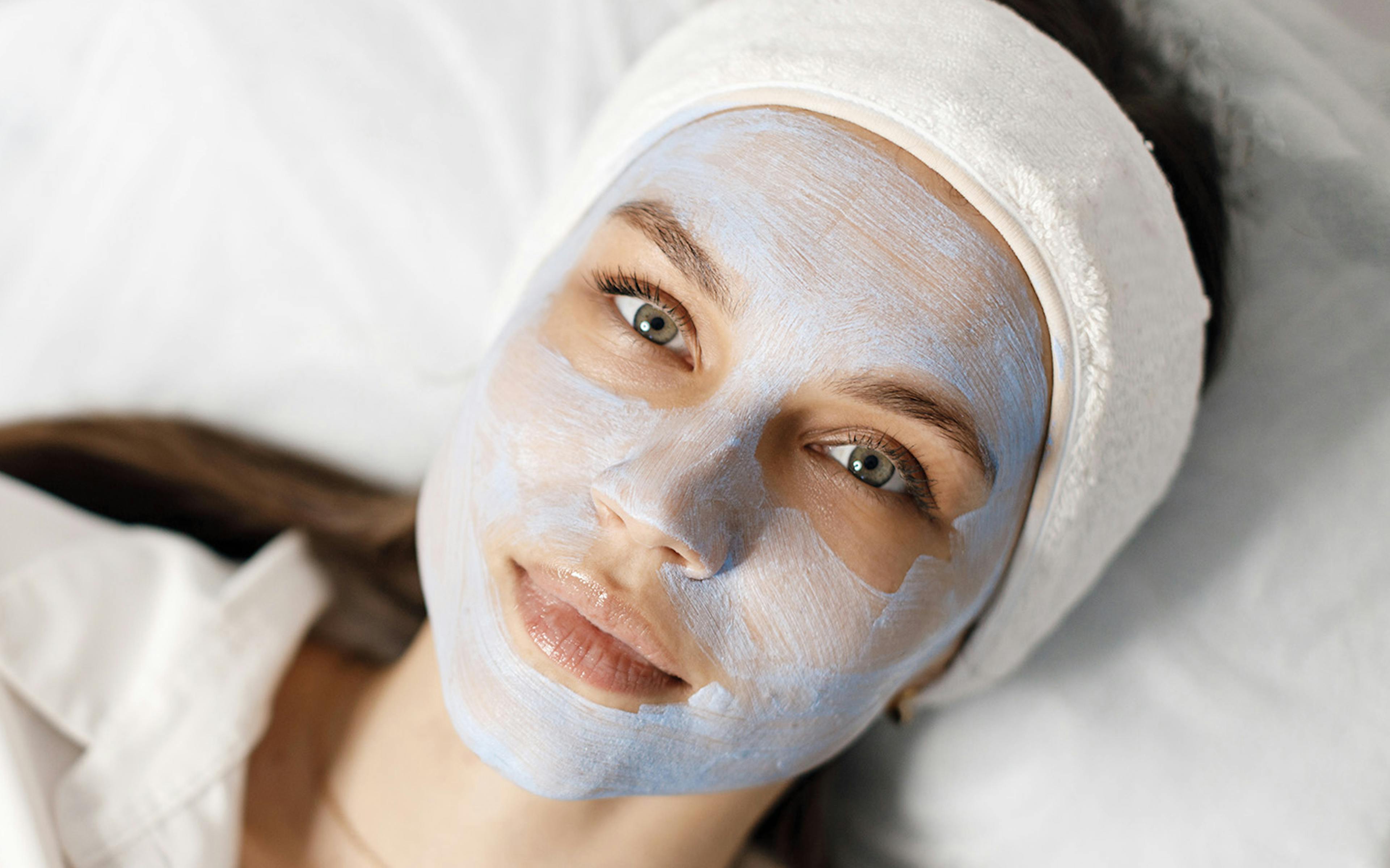 A female patient during Obagi Blue Peel treatment