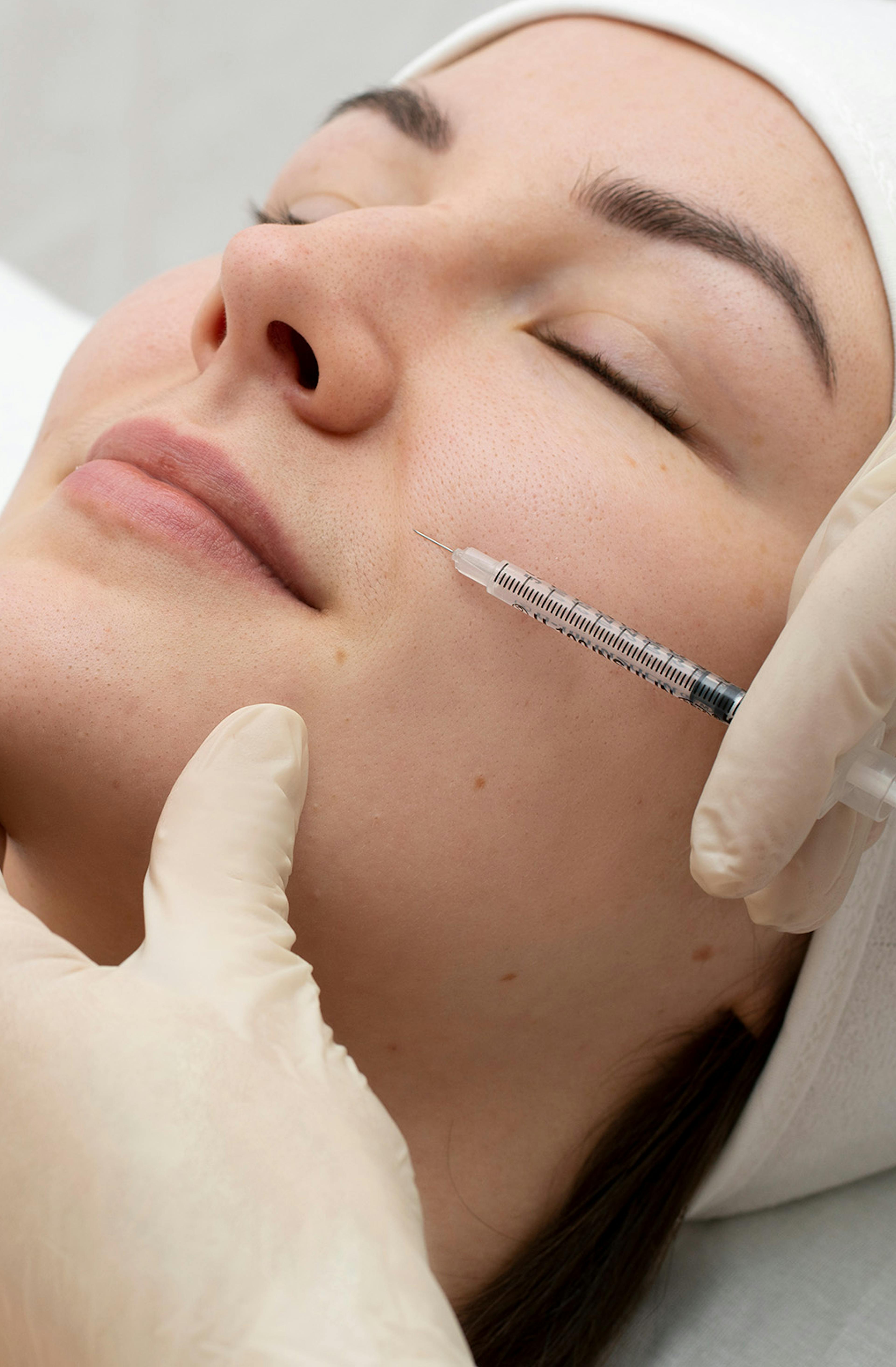 A female patient receiving skin booster treatment