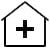 Icono de casa con cruz