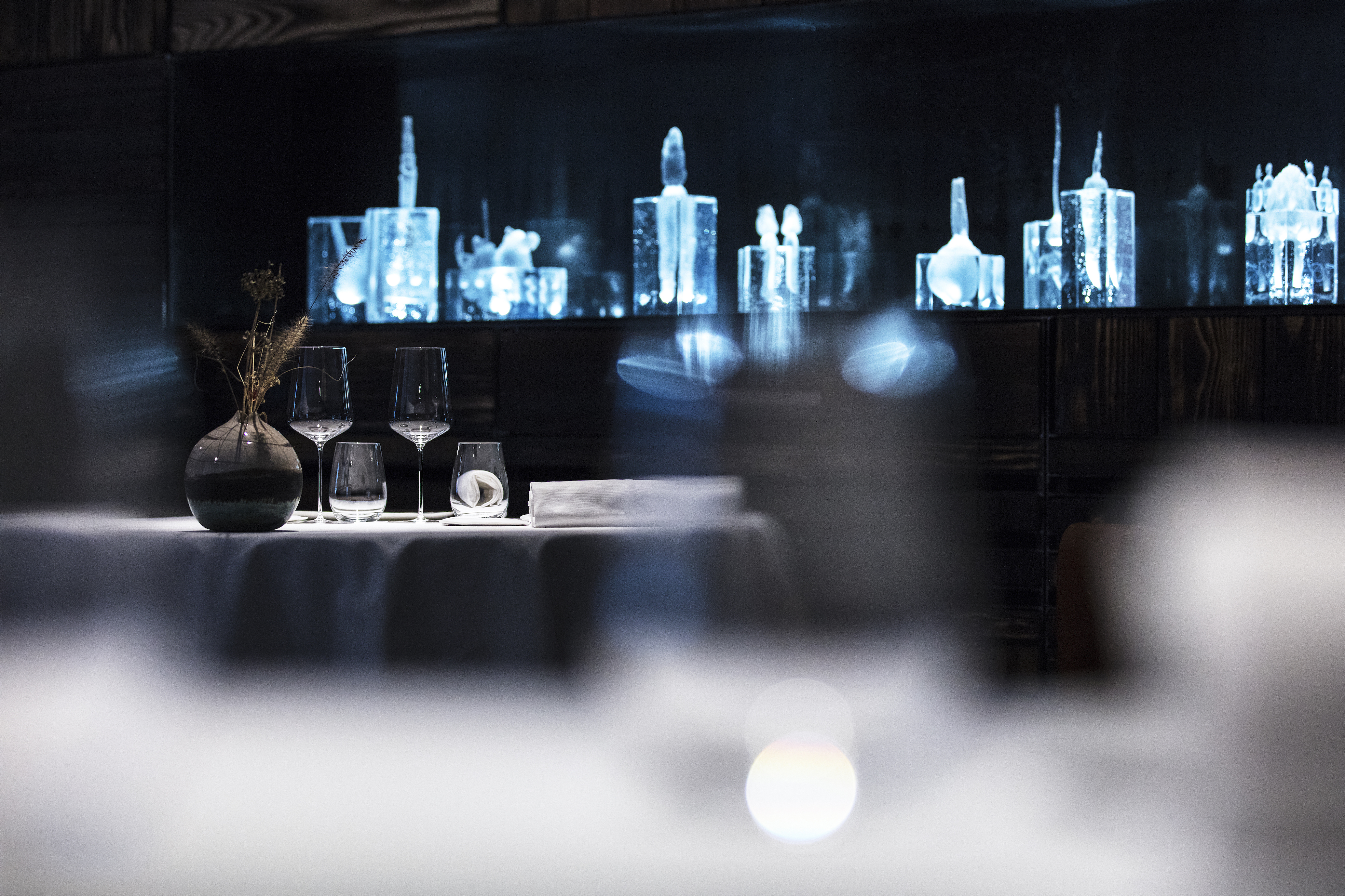 Les légumes du jardin de cristal illumine la salle du restaurant