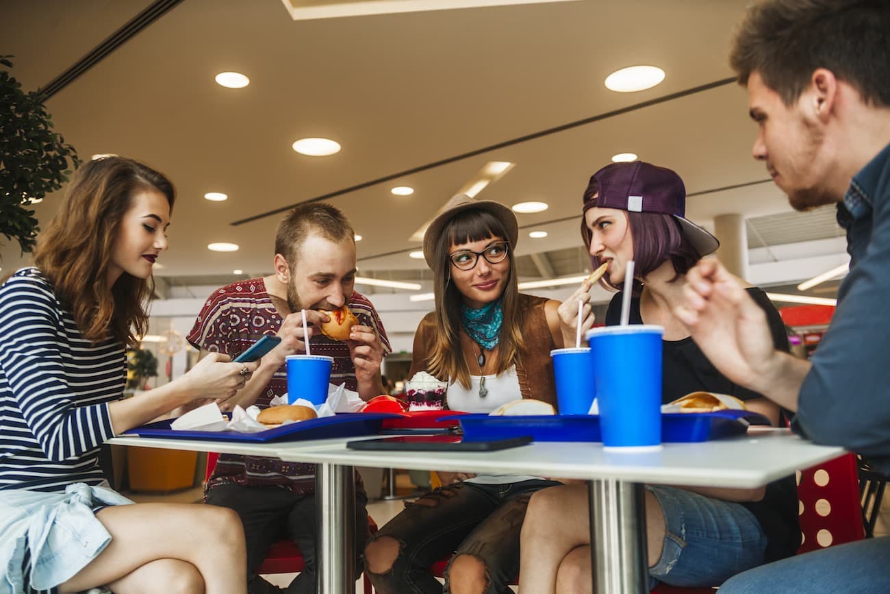 people eating at a fast food restaurant