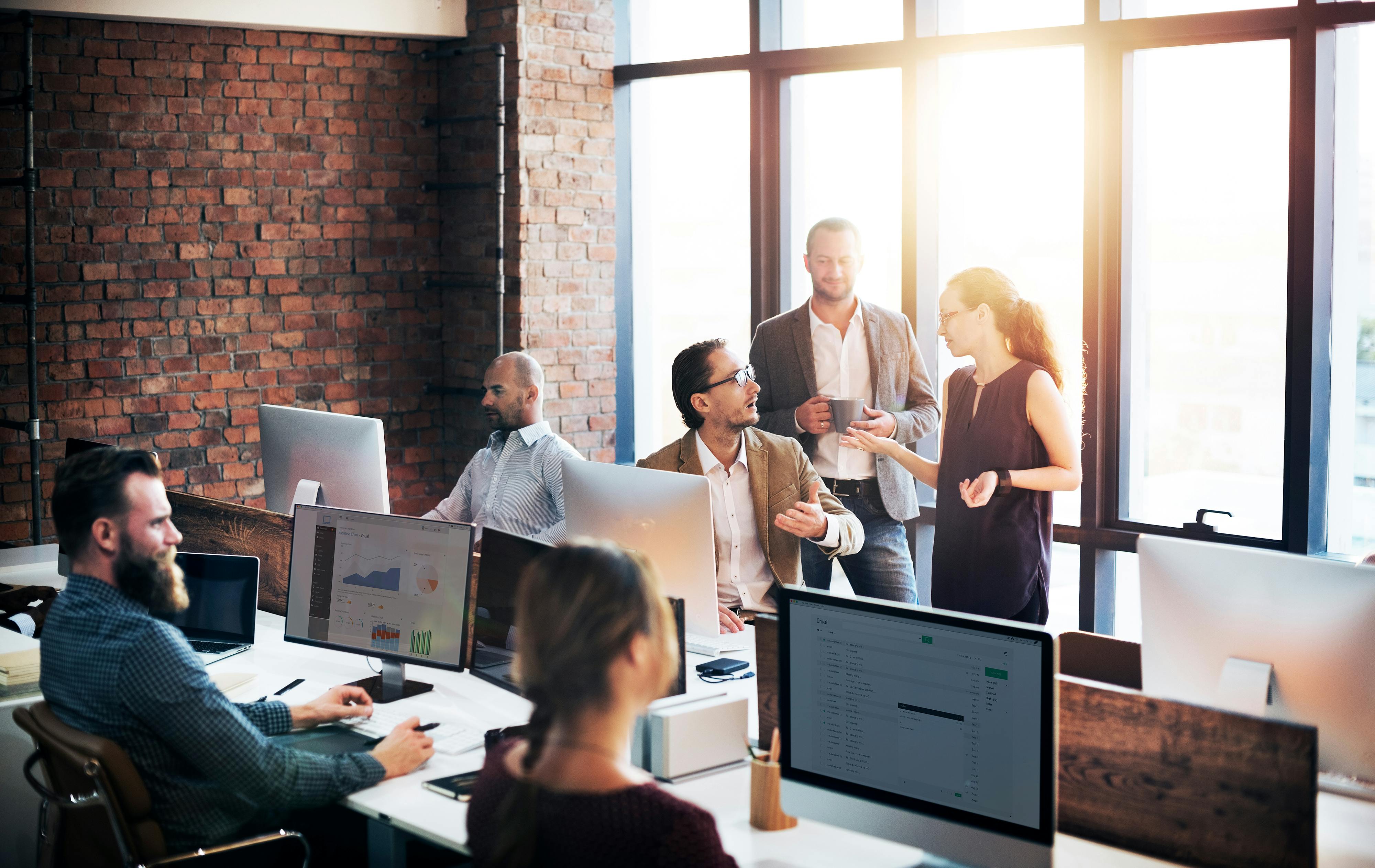 people working in an office