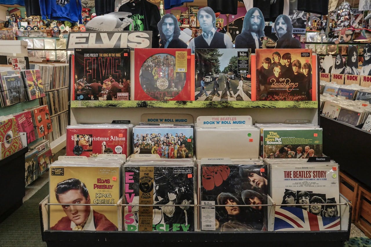 records in a record shop