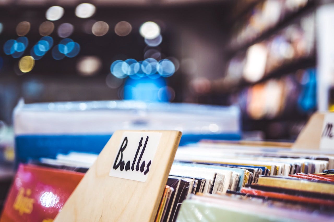 Beatles folder in a record shop