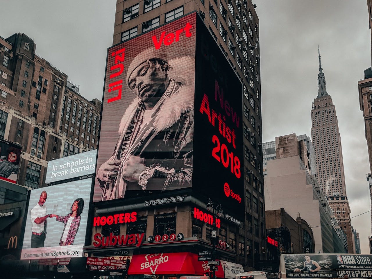 Spotify digital advertisement on a building
