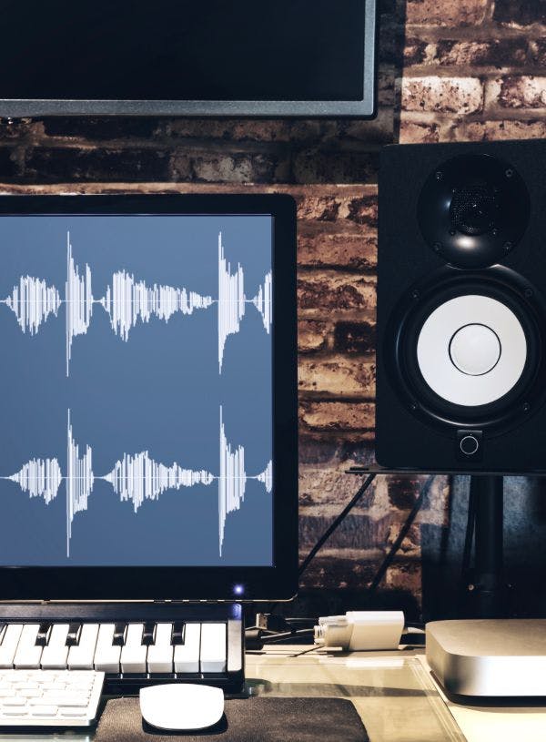 mixing equipment with monitor and speaker