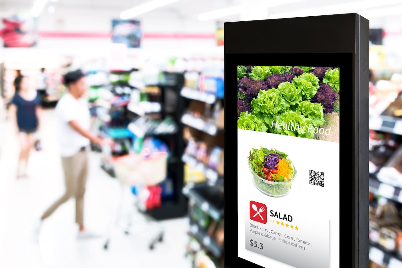 digital menu board at grocery store