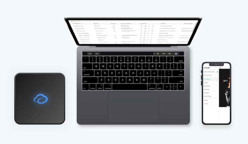laptop, cell phone, and a Cloudbox