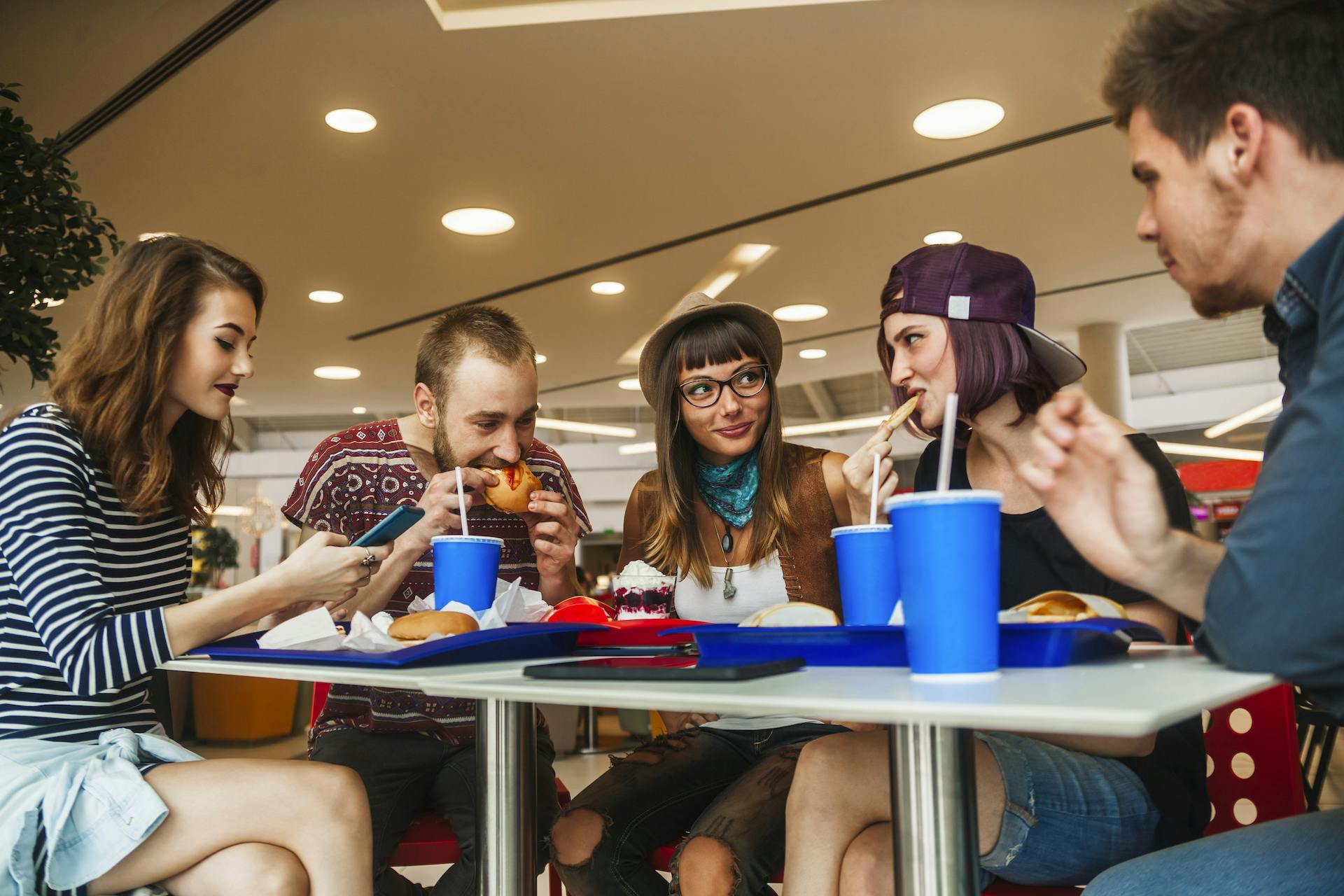 group eating at a fast food restaurant