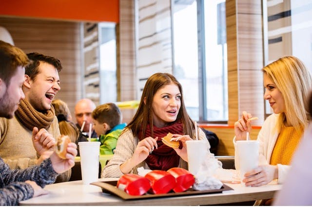 group eating at a fast food restaurant
