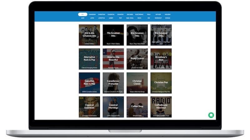laptop with images of music genres