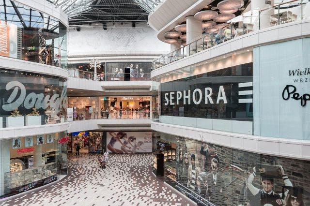 outside of large Sephora store in a mall