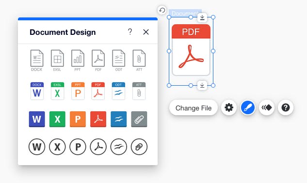 Edit document icon in Wix