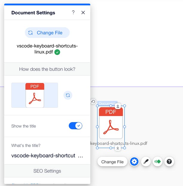 Wix document settings