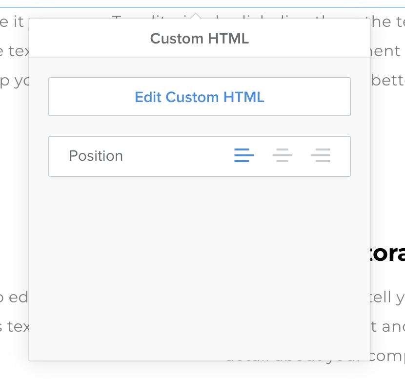 Button "Edit Custom HTML" on Weebly