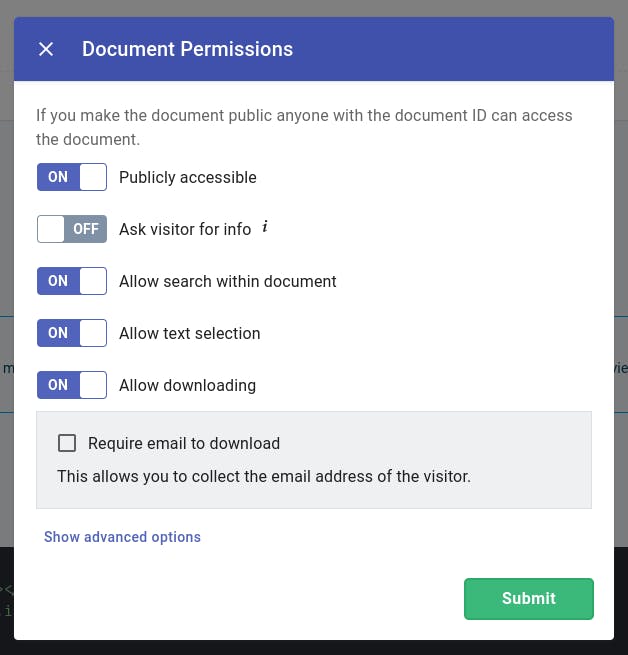 Set permission to public on CloudPDF website