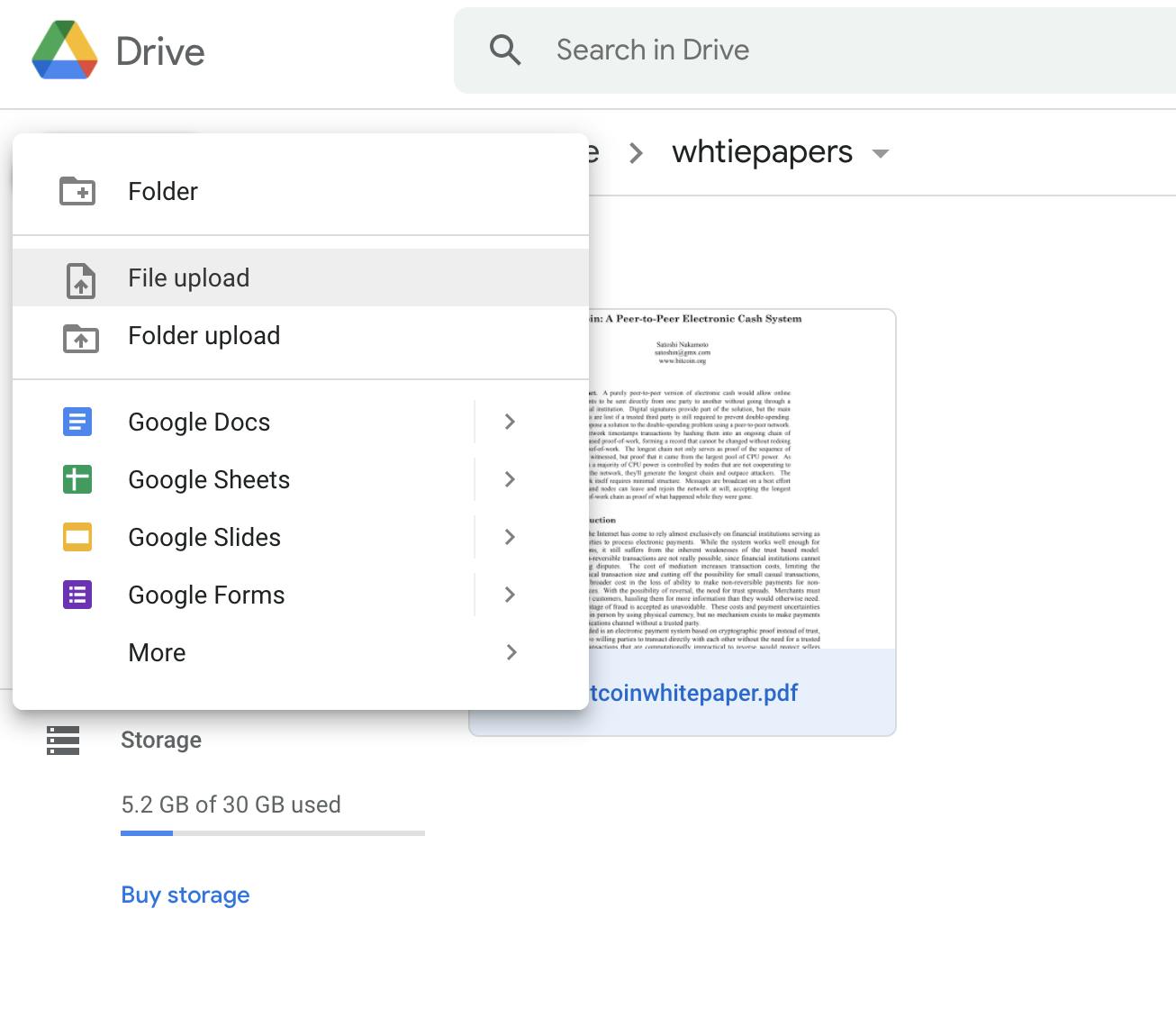 Upload a file to Google Drive