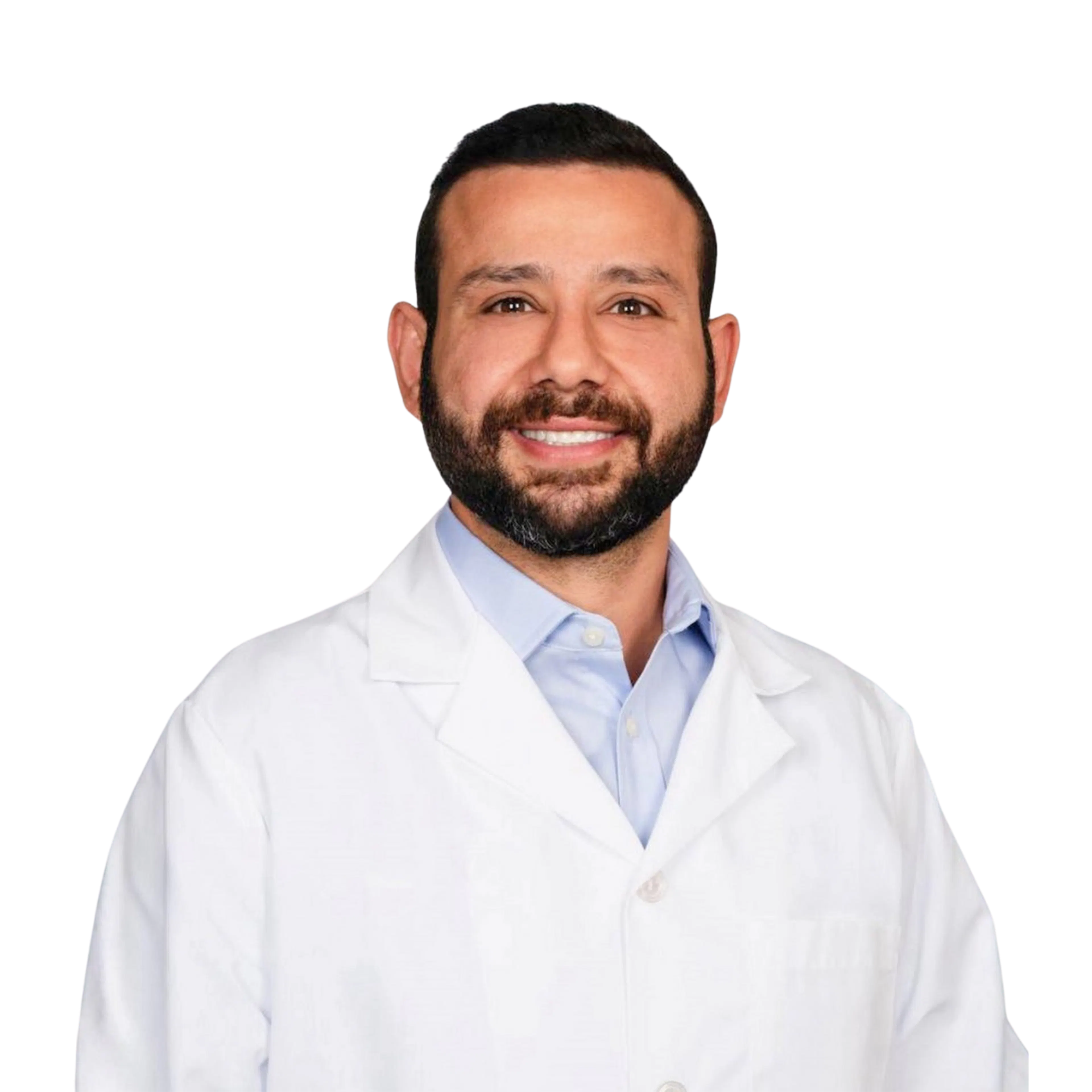 Katy Primary Care Provider, Dr. Sam Askander, in his white coat.