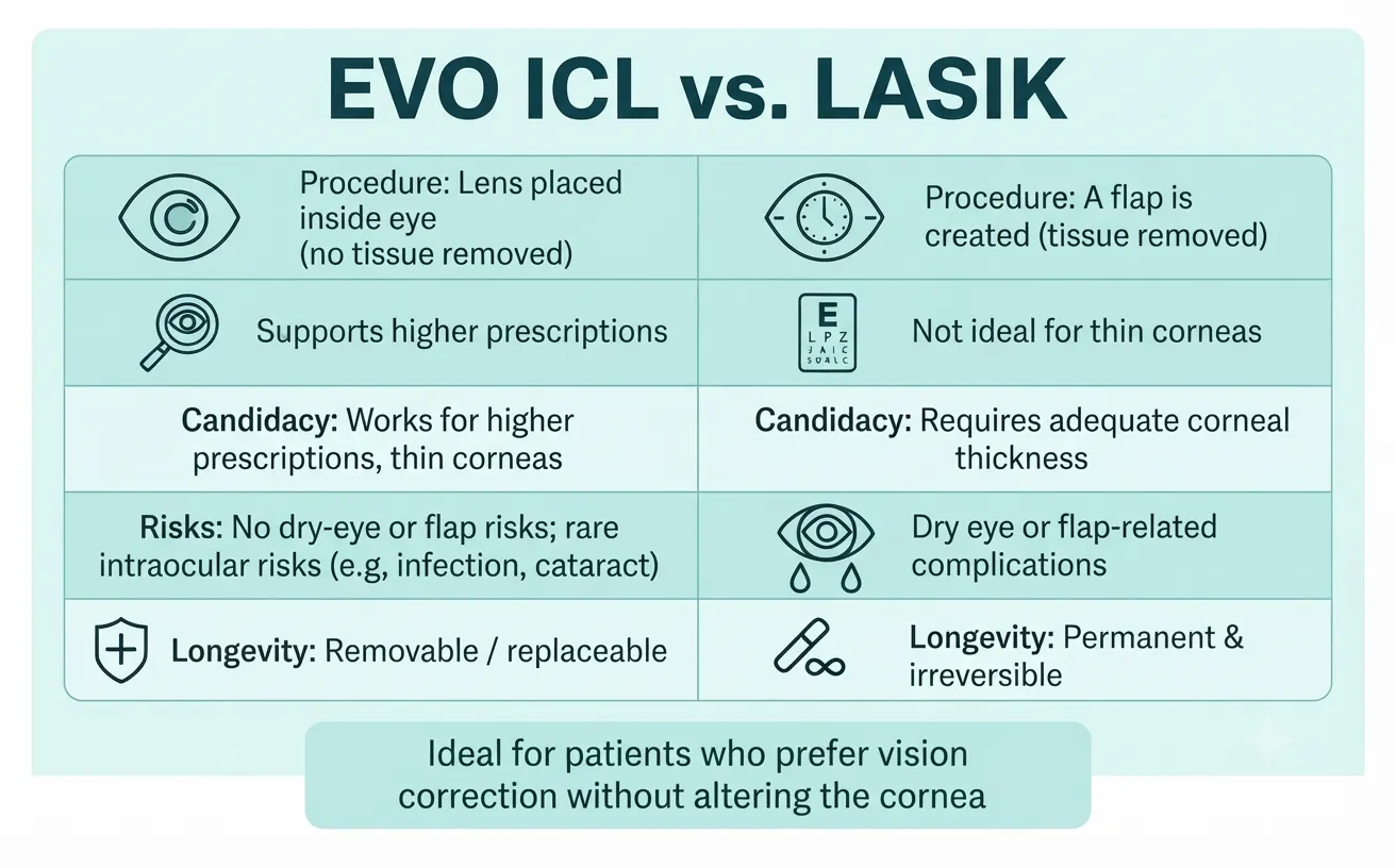 EVO ICL vs LASIK Chart | CLS Health