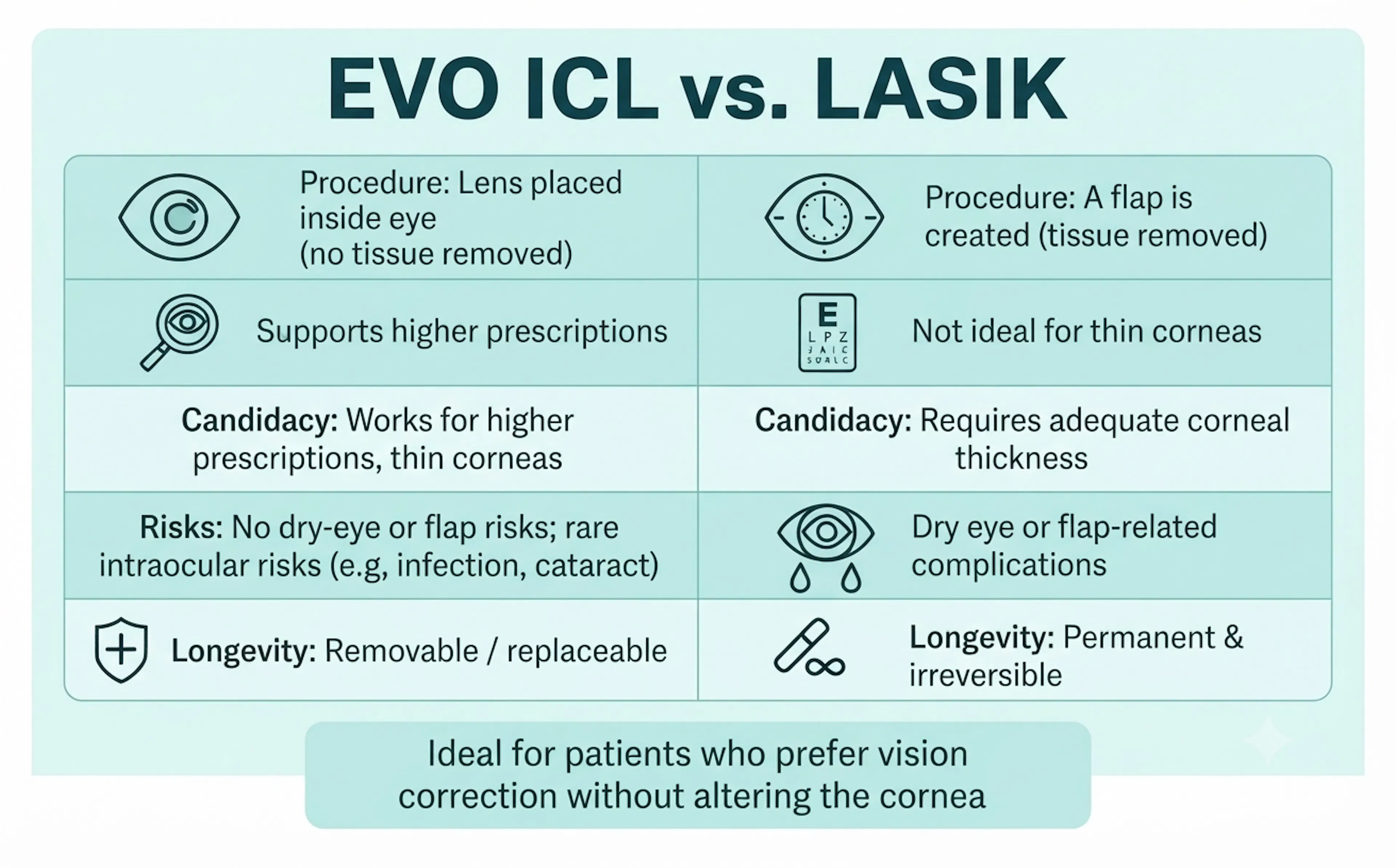 EVO ICL vs LASIK Chart | CLS Health