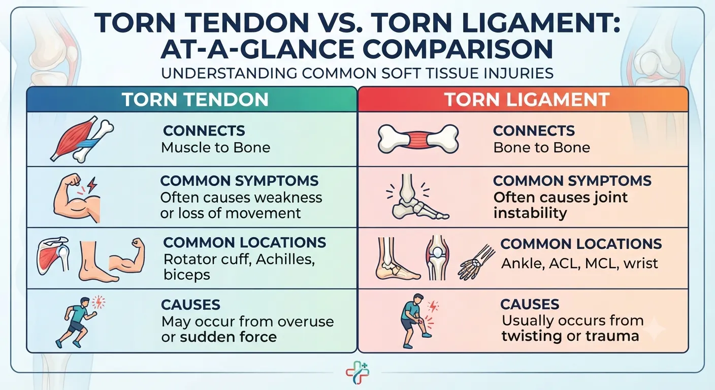Torn Tendon vs Torn Ligament Chart | CLS Health