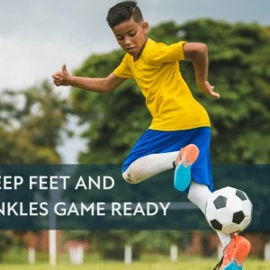 A child playing soccer.