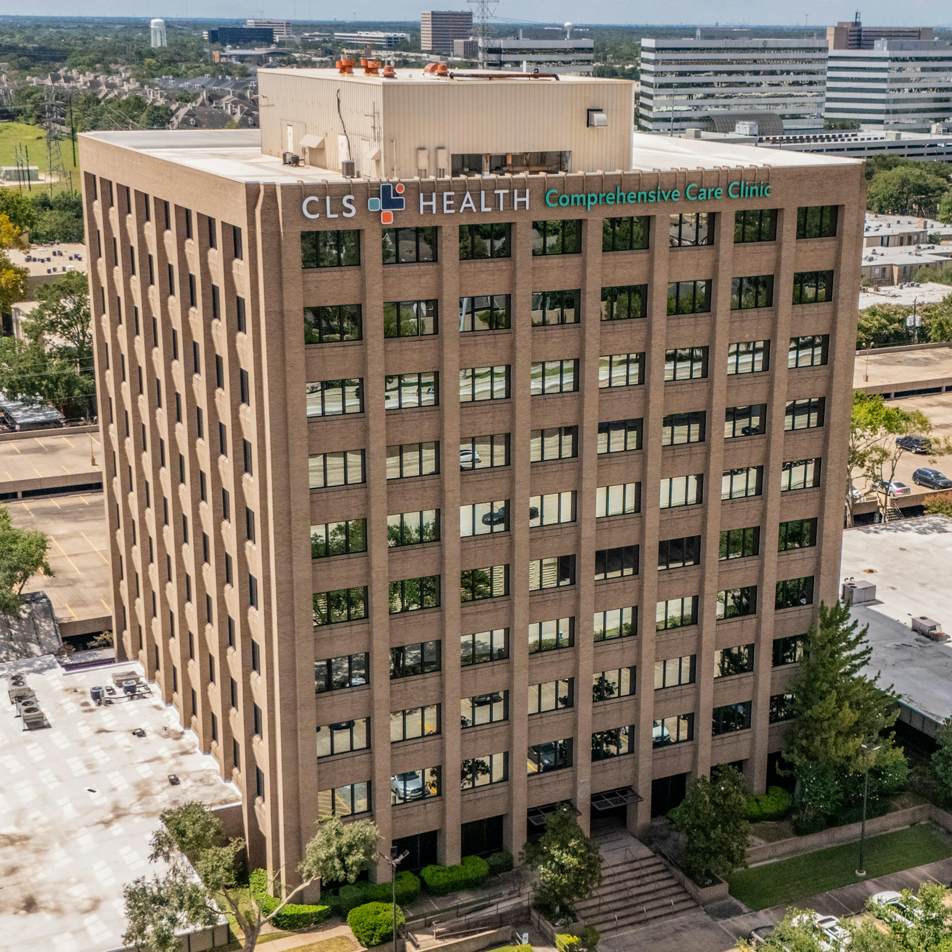 Exterior view of CLS Health Comprehensive Care Clinic - Houston Galleria, offering primary and specialty care services.