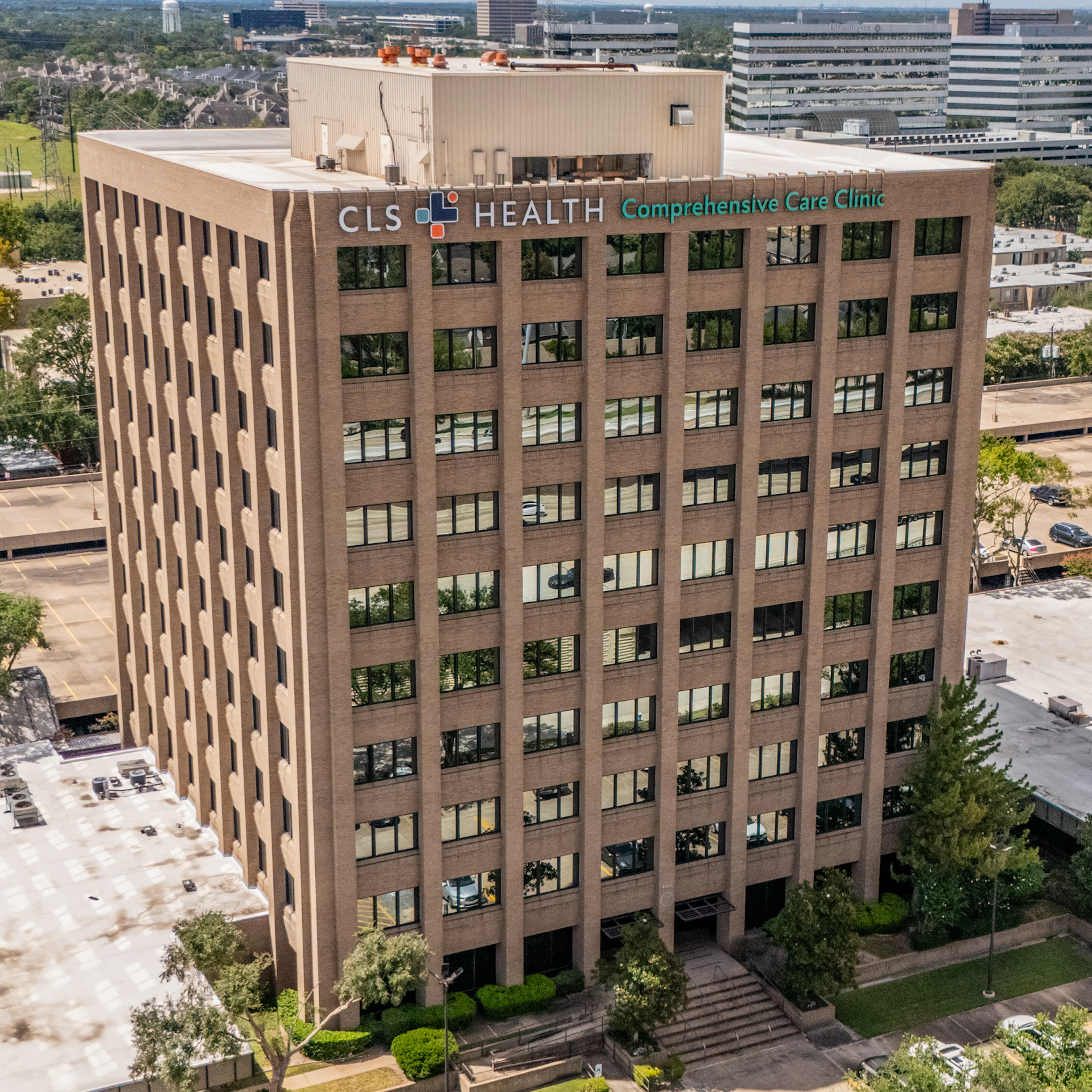 Exterior view of CLS Health Comprehensive Care Clinic - Houston Galleria, offering primary and specialty care services.