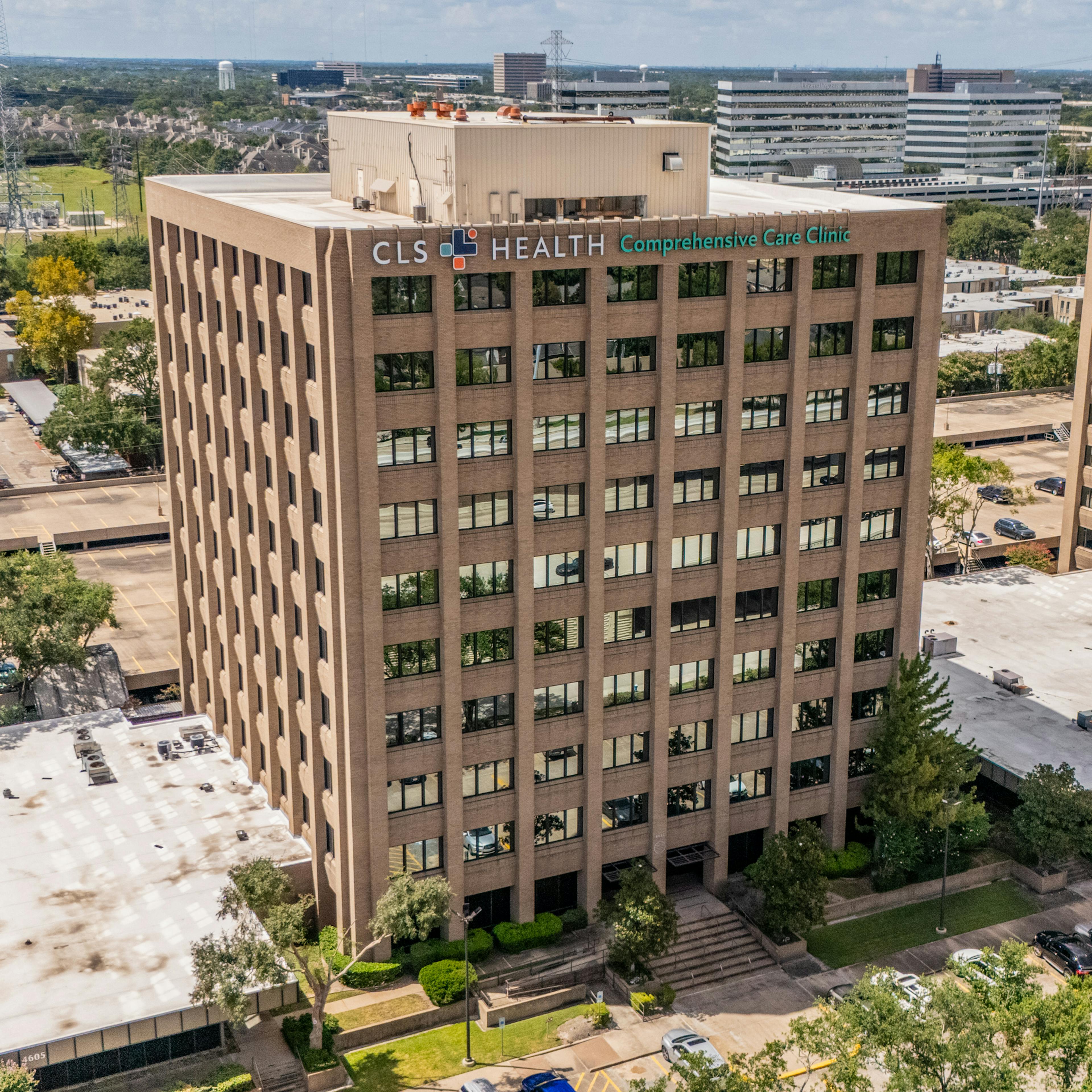 Exterior view of CLS Health Comprehensive Care Clinic - Houston Galleria, offering primary and specialty care services.