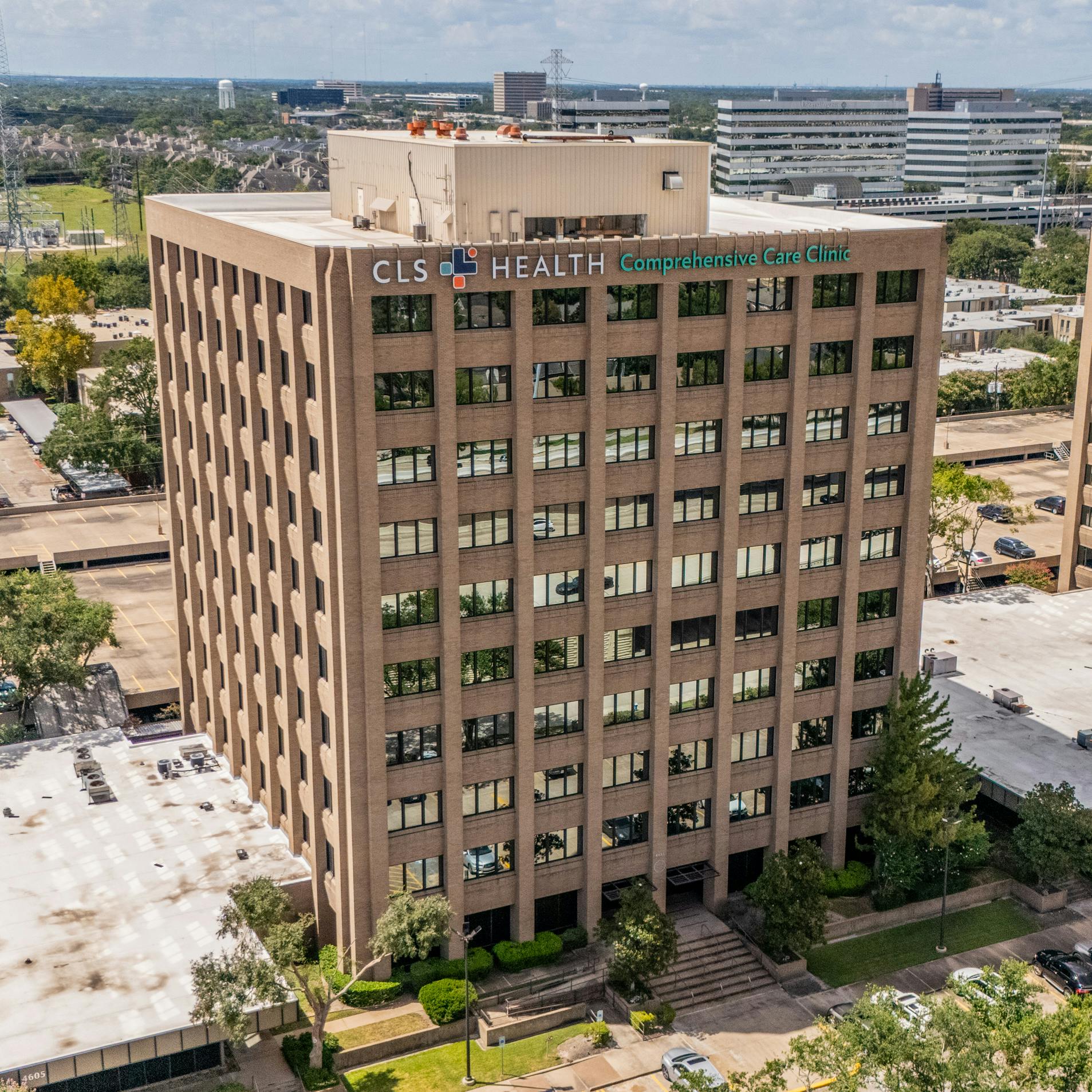 Exterior view of CLS Health Comprehensive Care Clinic - Houston Galleria, offering primary and specialty care services.