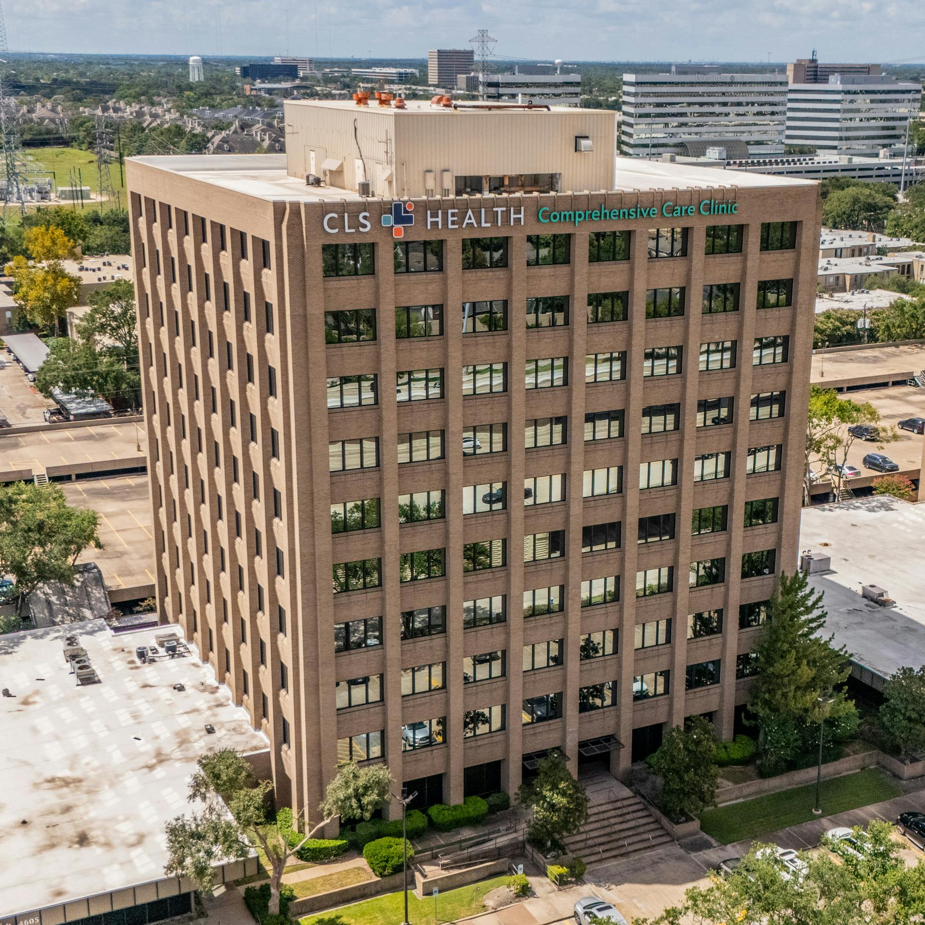 Exterior view of CLS Health Comprehensive Care Clinic - Houston Galleria, offering primary and specialty care services.