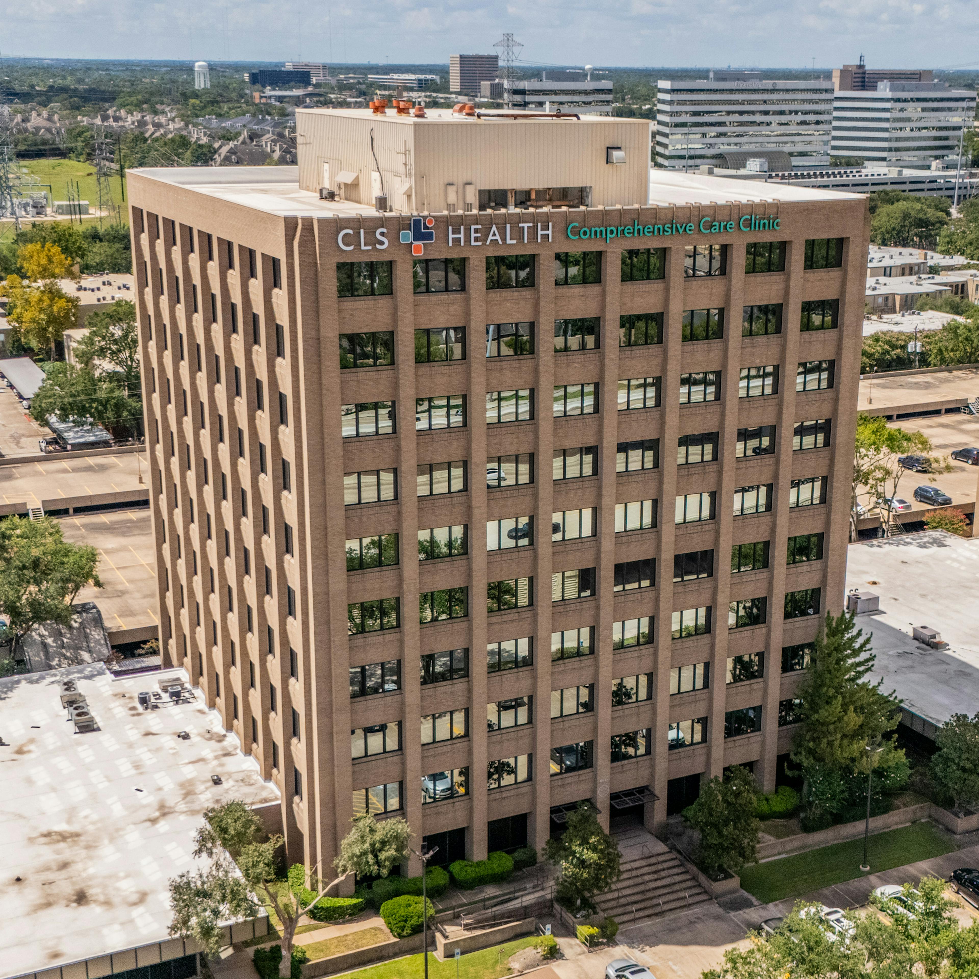 Exterior view of CLS Health Comprehensive Care Clinic - Houston Galleria, offering primary and specialty care services.