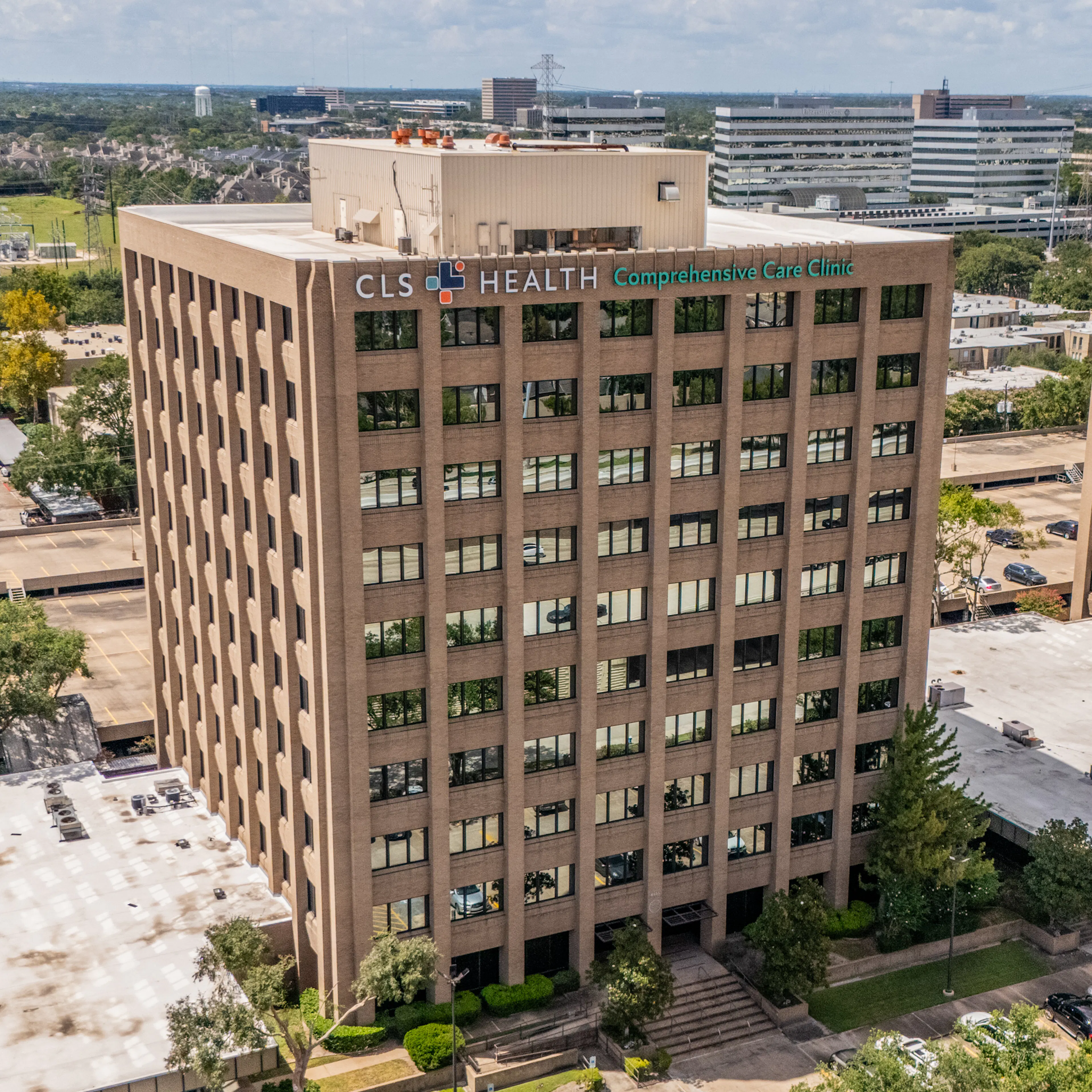 Exterior view of CLS Health Comprehensive Care Clinic - Houston Galleria, offering primary and specialty care services.