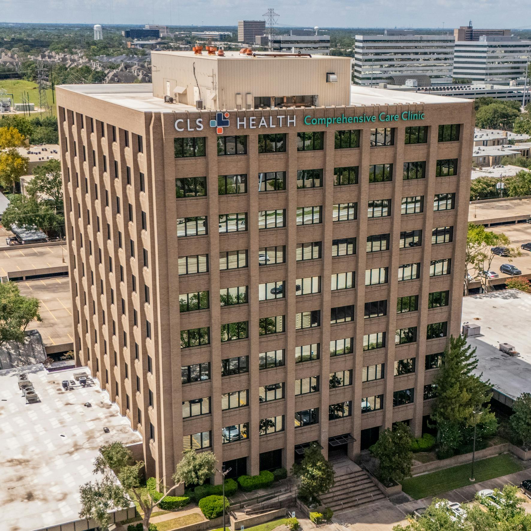 Exterior view of CLS Health Comprehensive Care Clinic - Houston Galleria, offering primary and specialty care services.