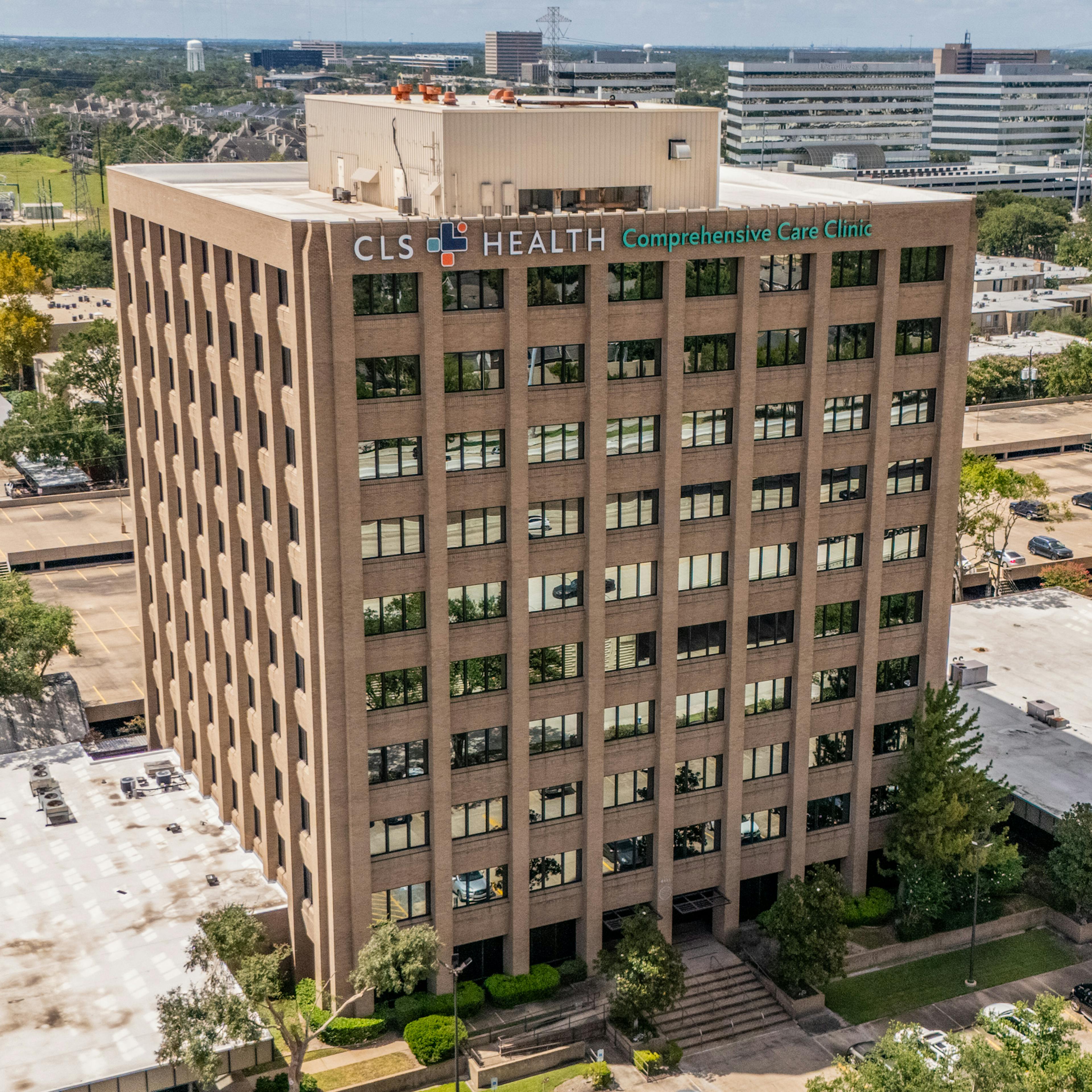 Exterior view of CLS Health Comprehensive Care Clinic - Houston Galleria, offering primary and specialty care services.