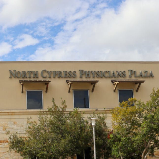 Exterior view of CLS Health Clinic - Cypress in Cypress, TX offering primary care, endocrinology, and cardiology services.