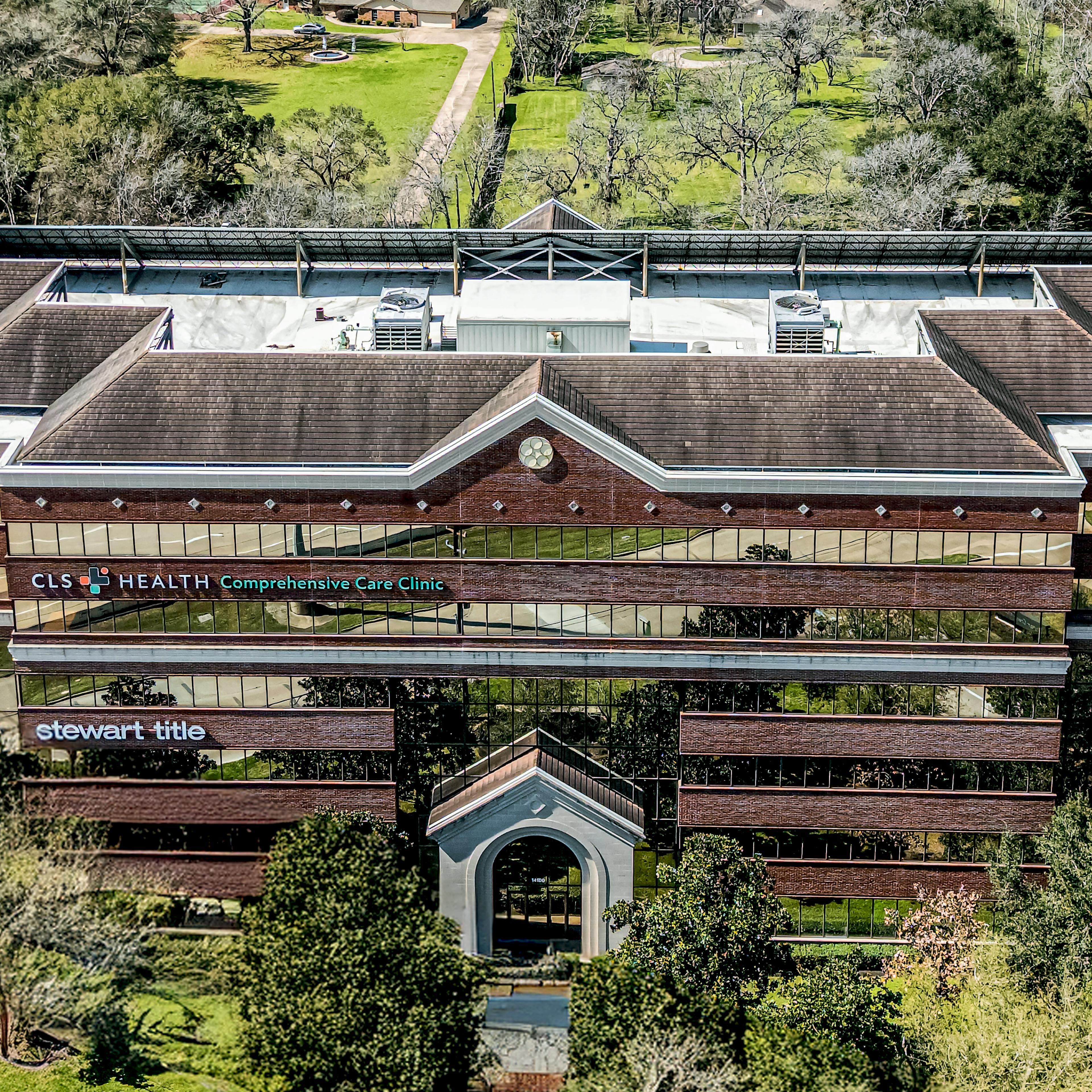 Exterior view of CLS Health Comprehensive Care Clinic - Sugar Land, offering primary care and specialty care services.