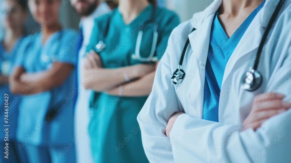 A group of diverse primary healthcare providers with arms folded in the front.