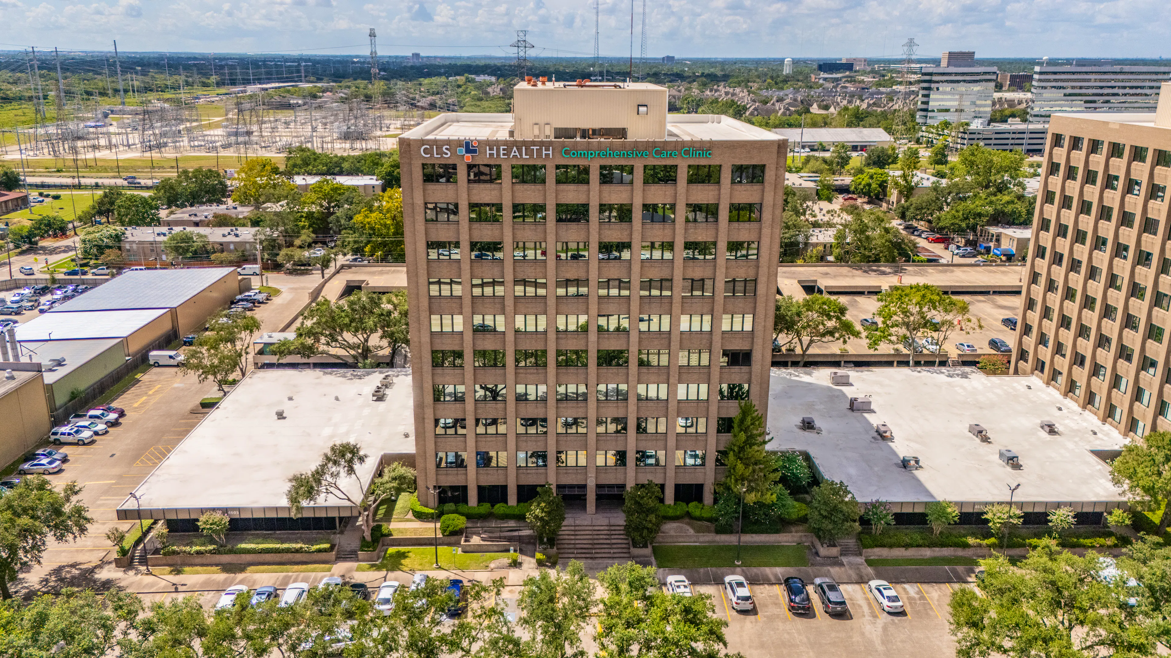 Exterior view of CLS Health Comprehensive Care Clinic - Houston Galleria, offering primary and specialty care services.