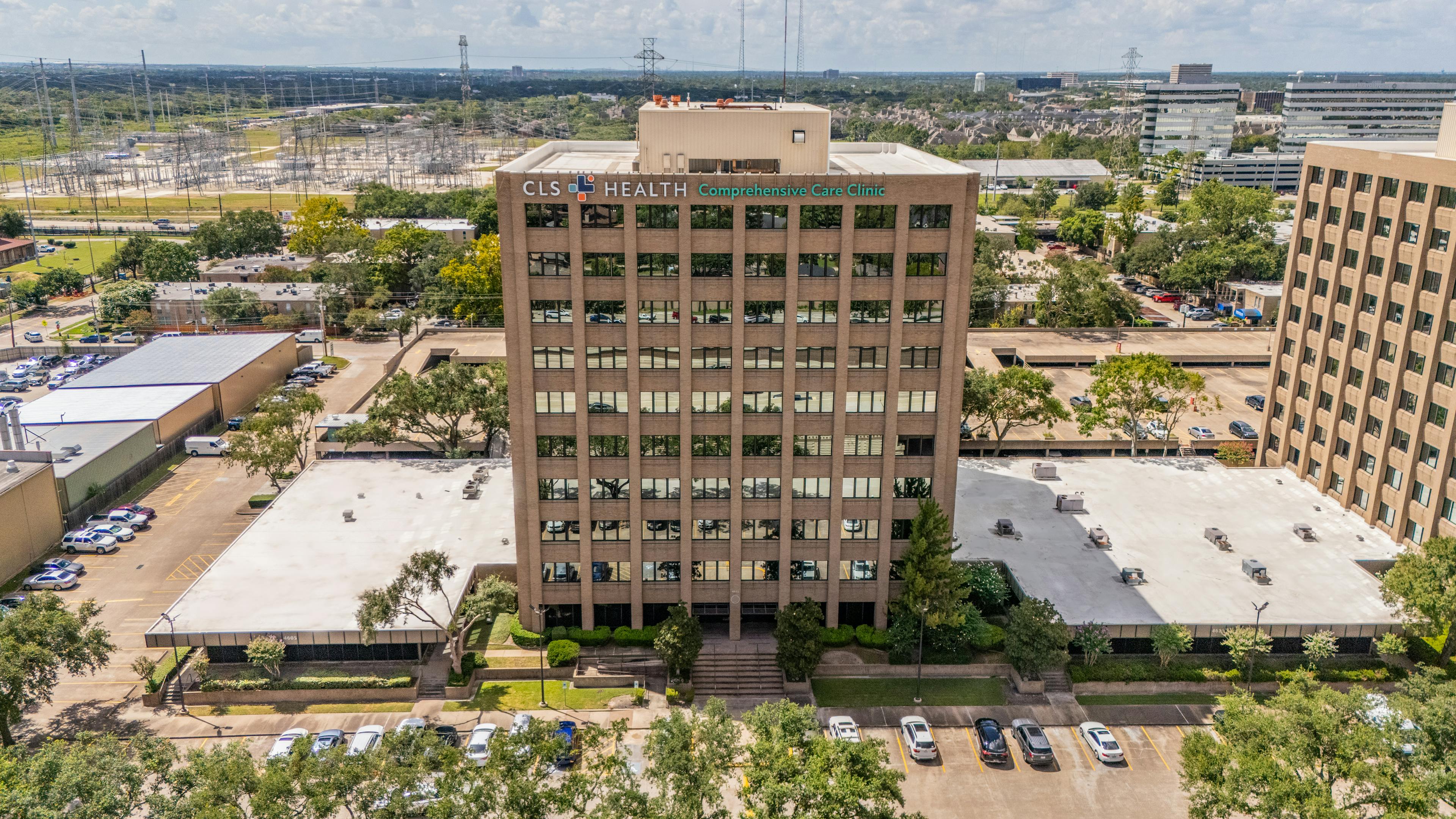 Exterior view of CLS Health Comprehensive Care Clinic - Houston Galleria, offering primary and specialty care services.