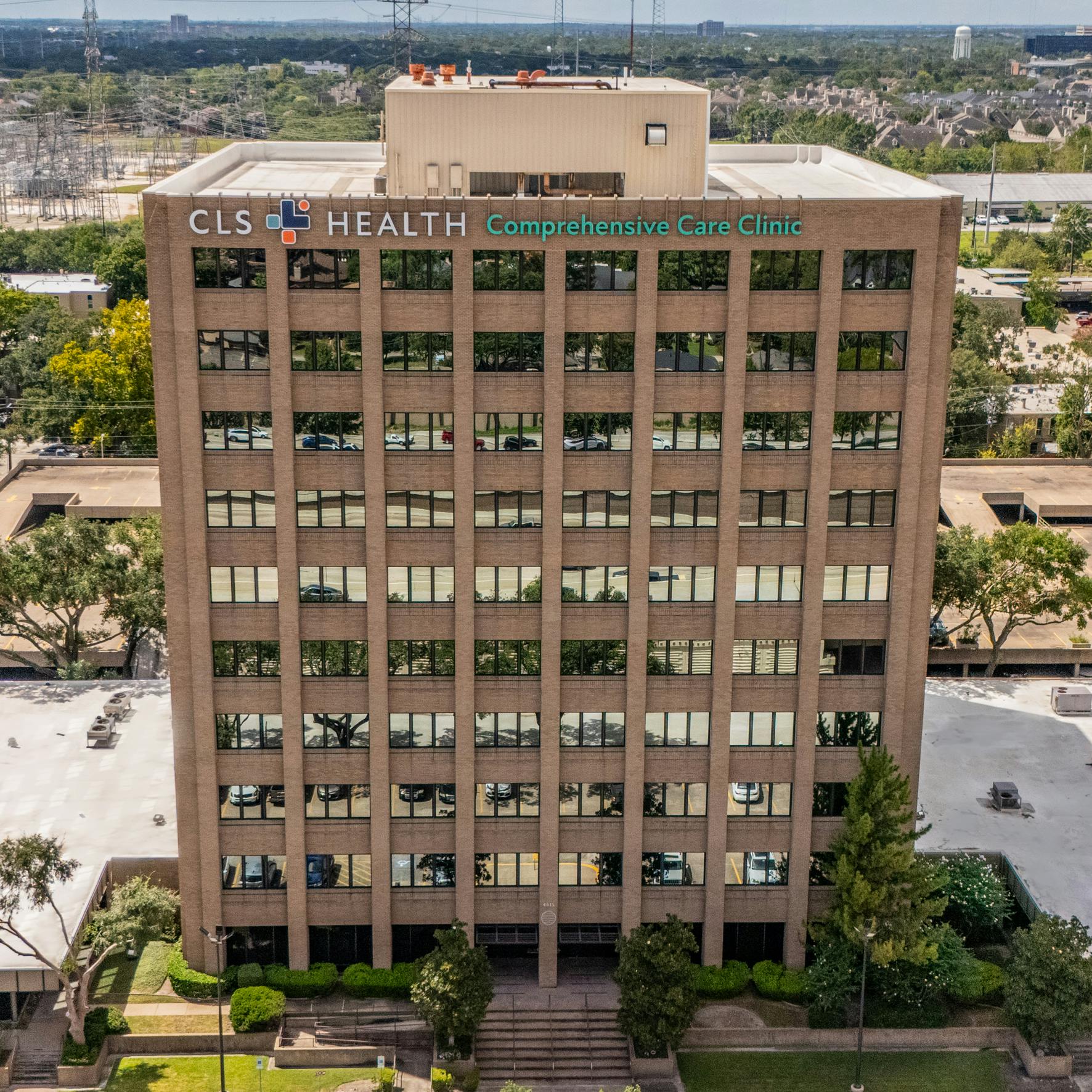 Exterior view of CLS Health Comprehensive Care Clinic - Houston Galleria, offering primary and specialty care services.